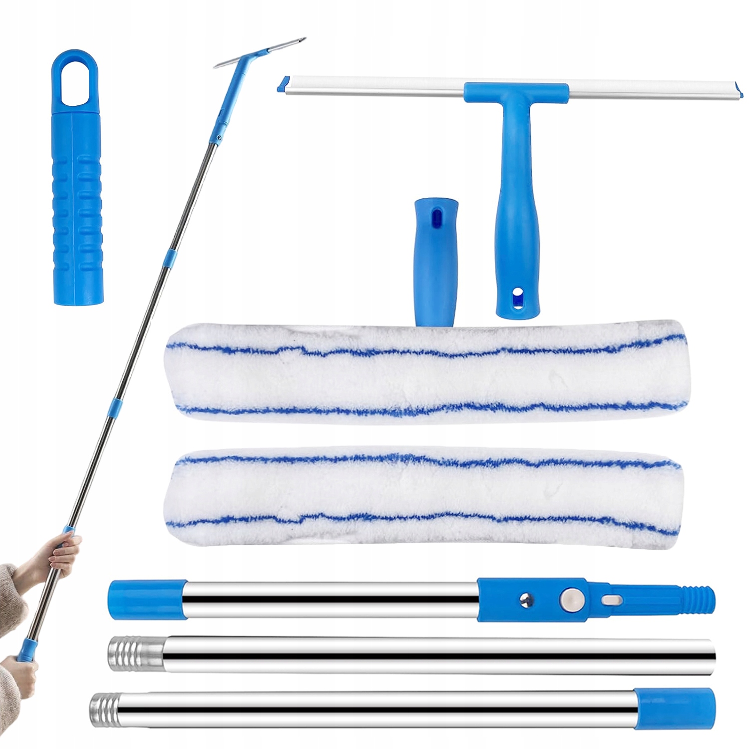 Levně Mop Na Okna Teleskopický Mycí Stěrka Na Mytí Skel Zrcadel Kabiny Dlouhá