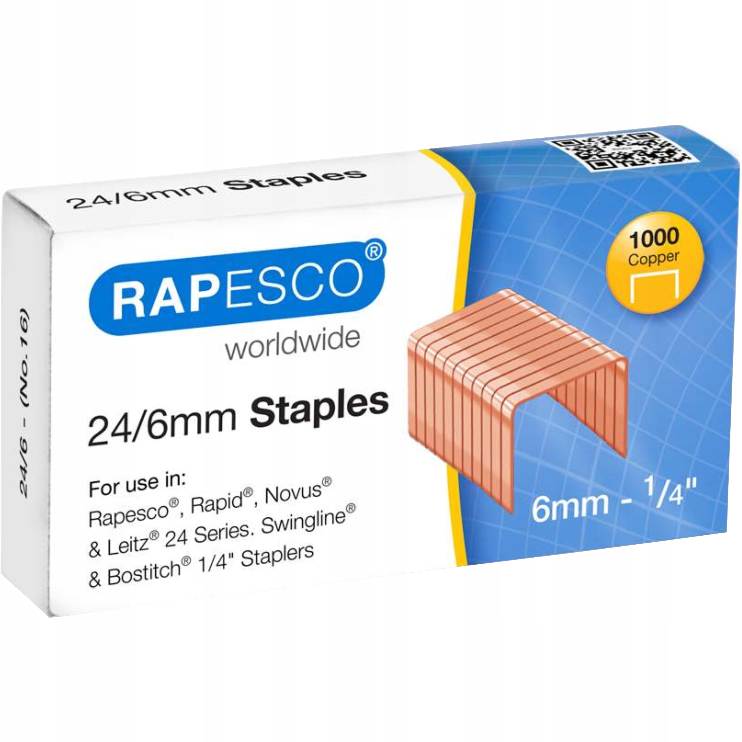 

Zszywki biurowe Rapesco 24/6 mm miedziane 1000 szt