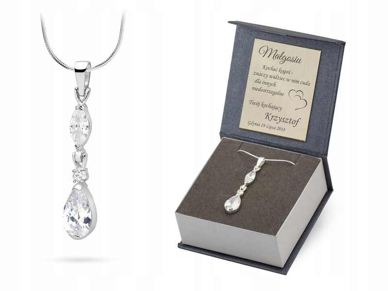 Stříbrný Řetízek ryzost 925 Přívěsek Se Zirkony