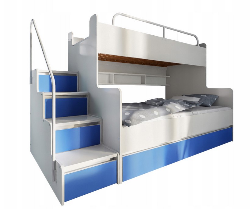 Łóżko piętrowe Kiki 3 niebieski- mocna konstrukcja