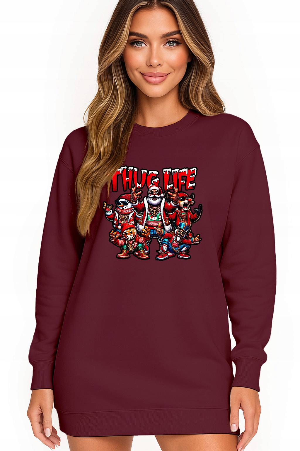 Mikina Vánoční Oversize Šaty Thug Life Dárek K Vánocům XL