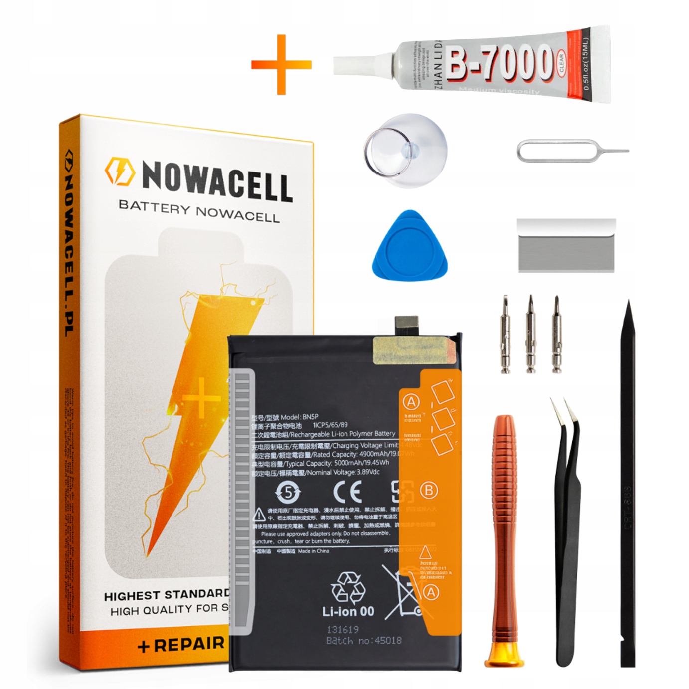 Zestaw Bateria BN5P Klej do Xiaomi Redmi Note 13 4G 5G 5000mAh Akumulator