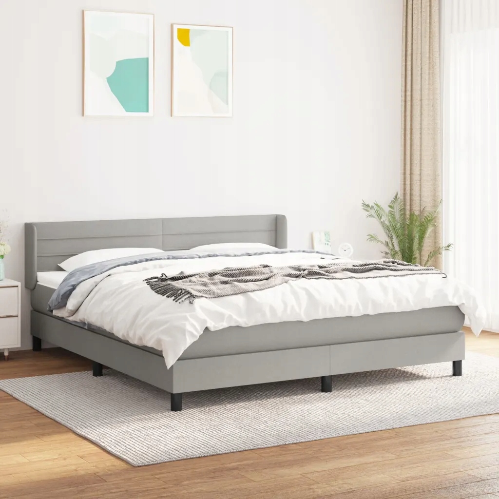 Box spring postel s matrací světle šedá 160 x 200 cm textil Šedá 3129801