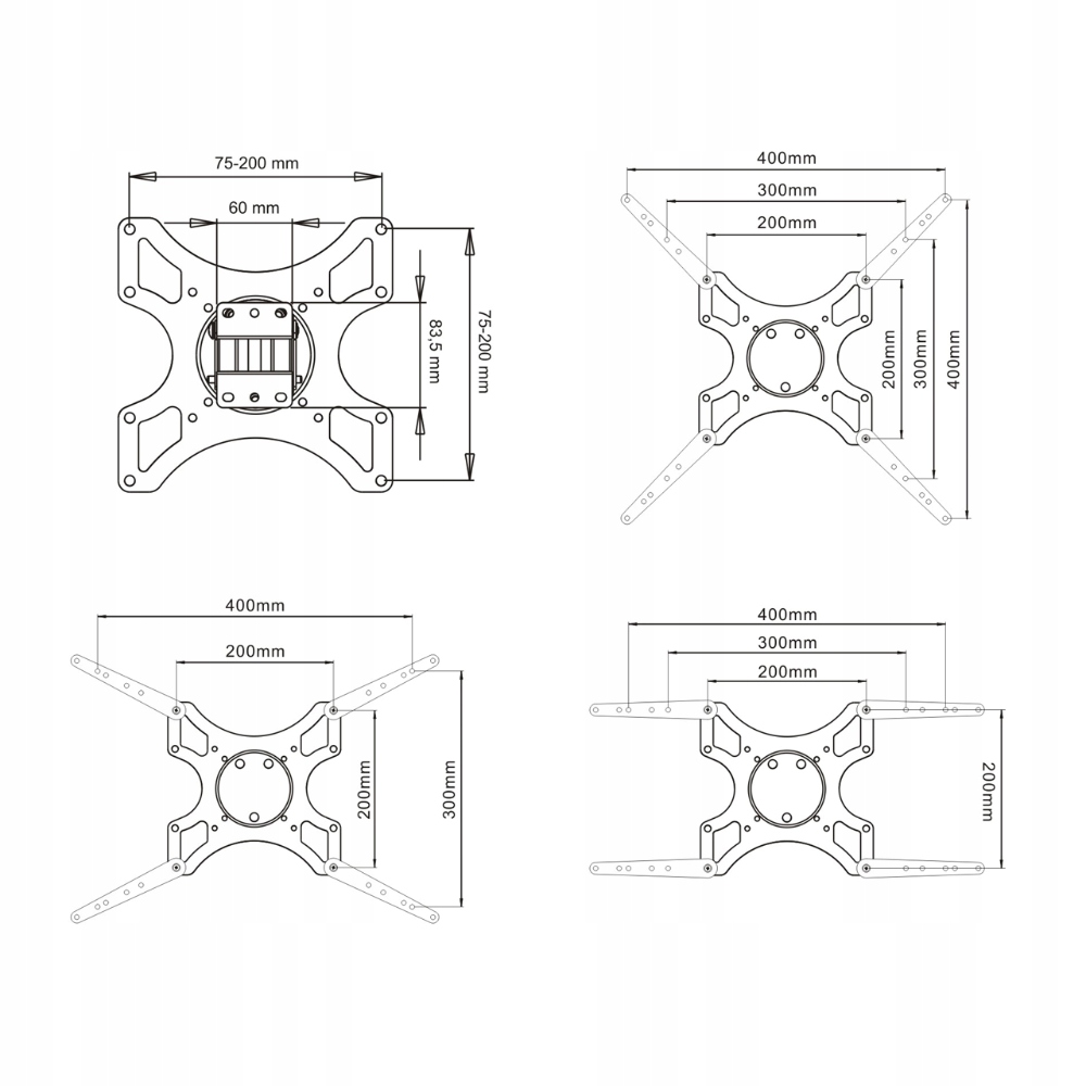 UCHWYT DO TELEWIZORA WIESZAK TV 19-46' Z REGULACJĄ Model AR-06XL