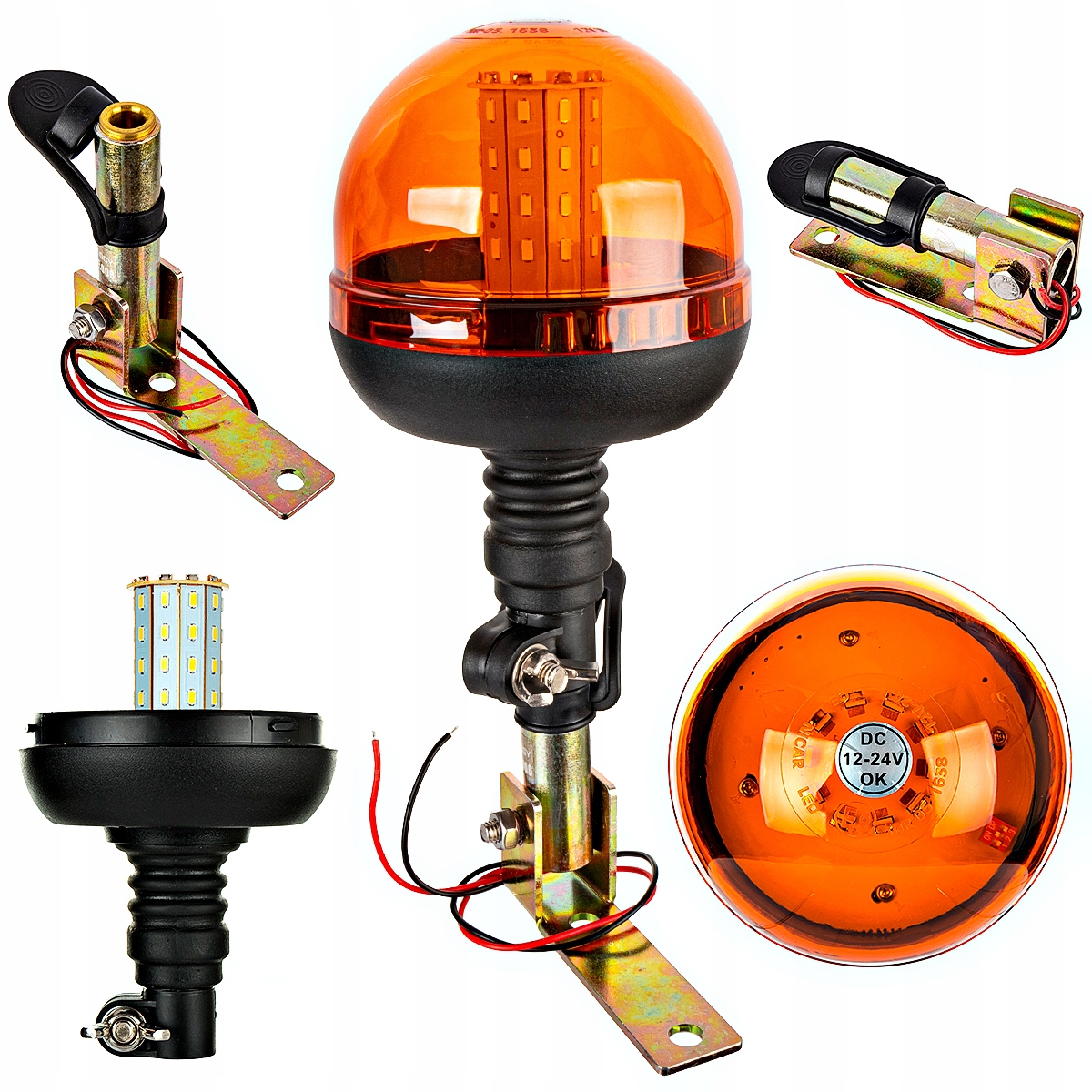 Lampa ostrzegawcza kogut LED uchwyt składany