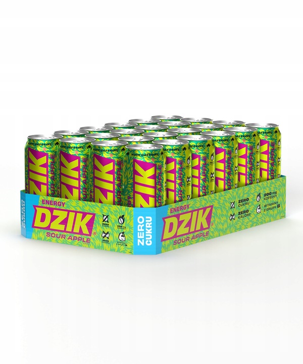Dzik energy napój energetyczny o smaku kwaśnego jabłka 500ml x 24 sztuki