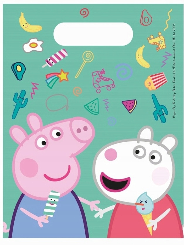 Torebki prezentowe dla dzieci foliowe Świnka Peppa zestaw 15szt na cukierki