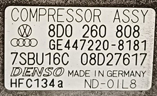 AUDI A4 B5 LIFT 00 R 1.9 TDI KOMPRESOR SPRĘŻARKA KLIMATYZACJI Producent części Denso