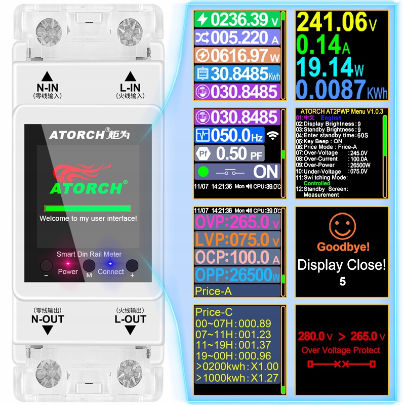 Licznik PRĄDU ENERGII WiFi Przekaźnik TUYA SMART HOME ZDALY DOSTĘP Kod producenta 0163 WATOMIERZ przekaźnik SMART LIFE