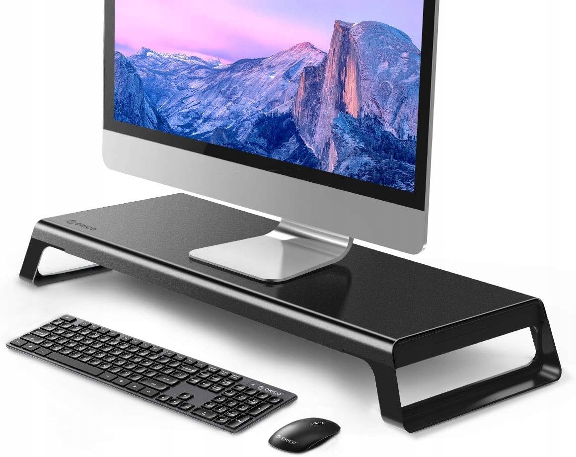 Stojan Na Monitor Televizor Notebook Hliníkový Černý Do 15KG 58x24x10cm