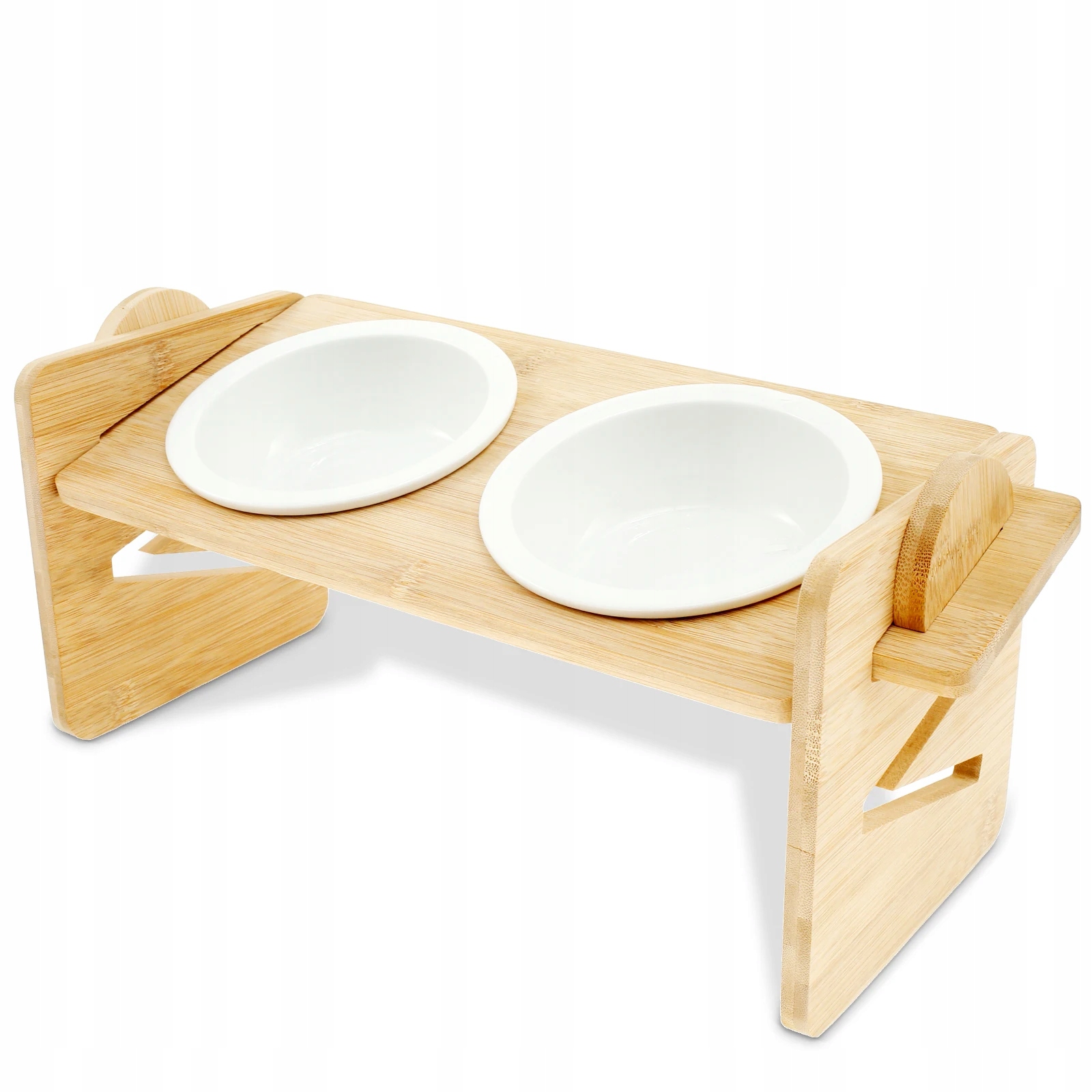 Levně Vyvýšené misky pro psy s nastavitelnou výškou vztyčeného psa s 2 keramikami