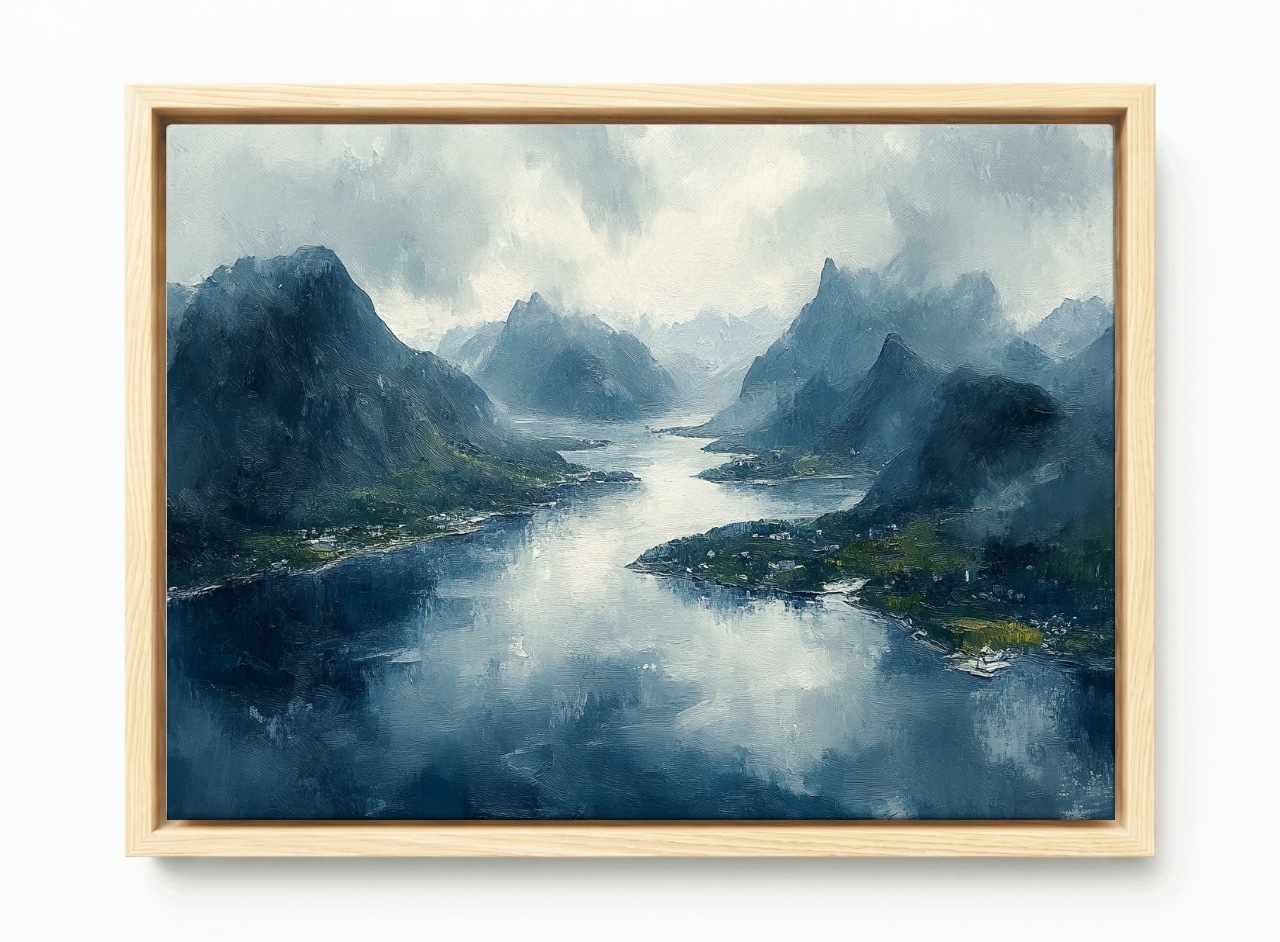 Obraz Rama American Box Krajina Norsko Hory Skály Fiord Zátoka 60x40