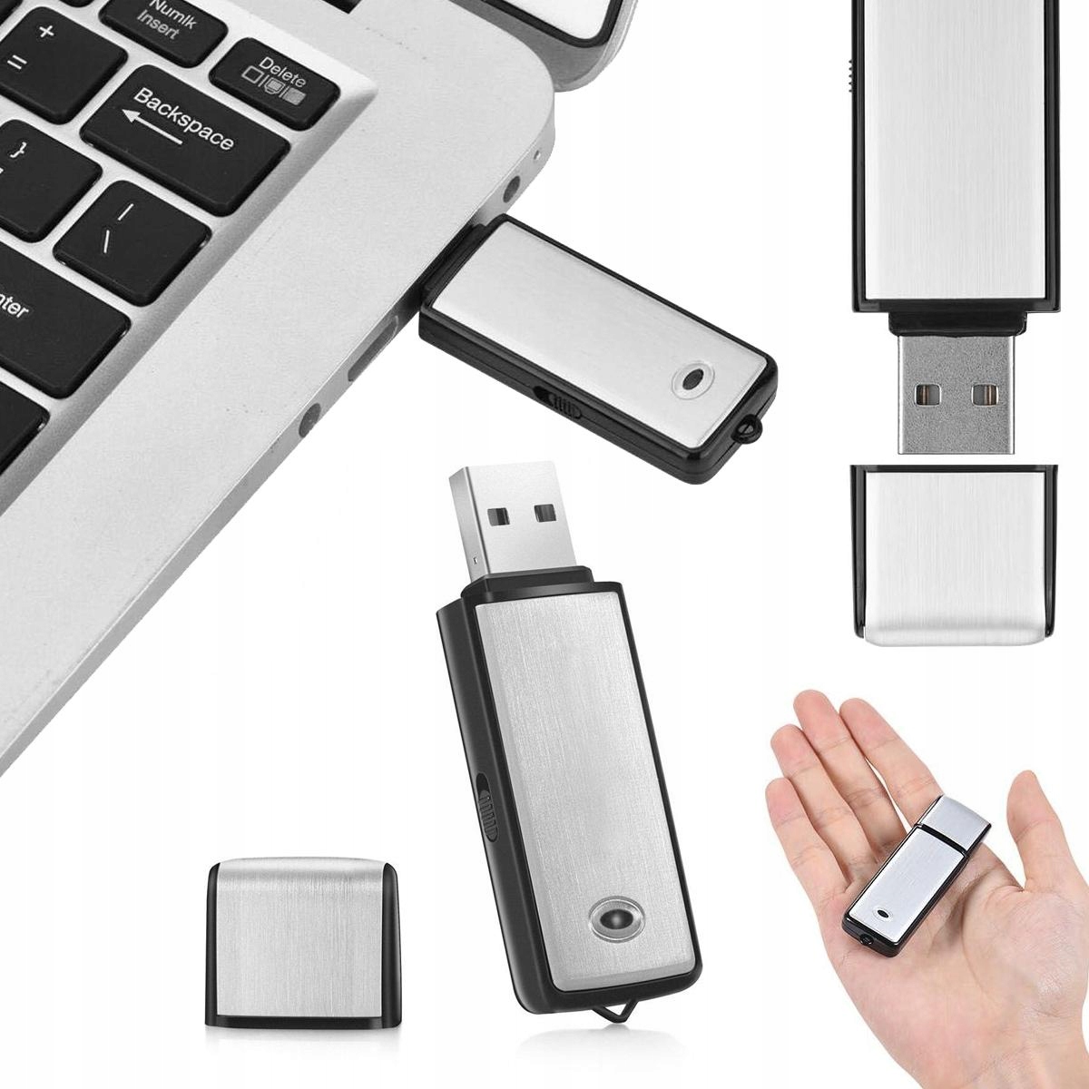 MINI DYKTAFON SZPIEGOWSKI PODSŁUCH PENDRIVE REJESTRATOR NAGRYWANIE GŁOSU