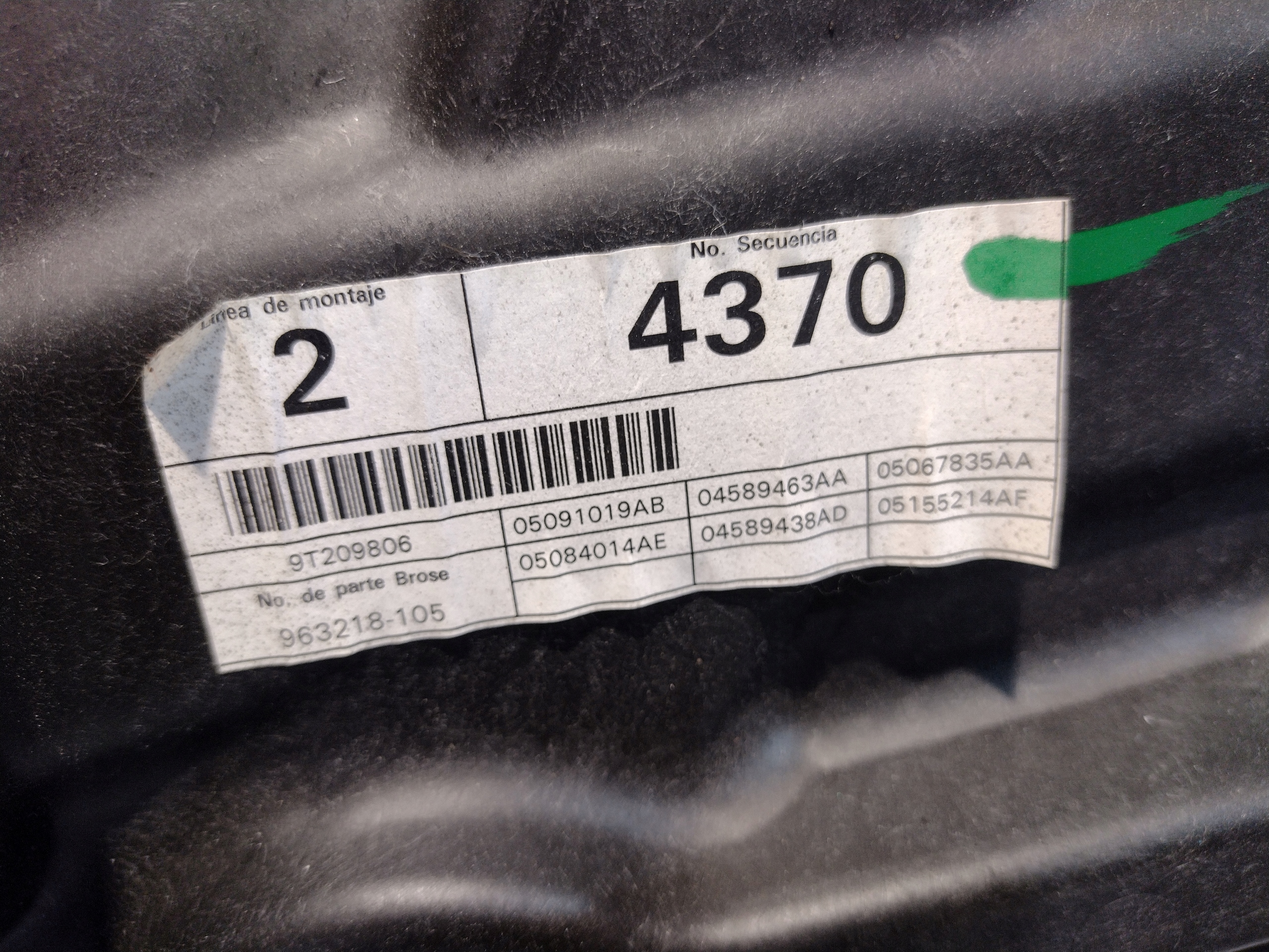 window regulator right rear part Dodge Journey 963218-105