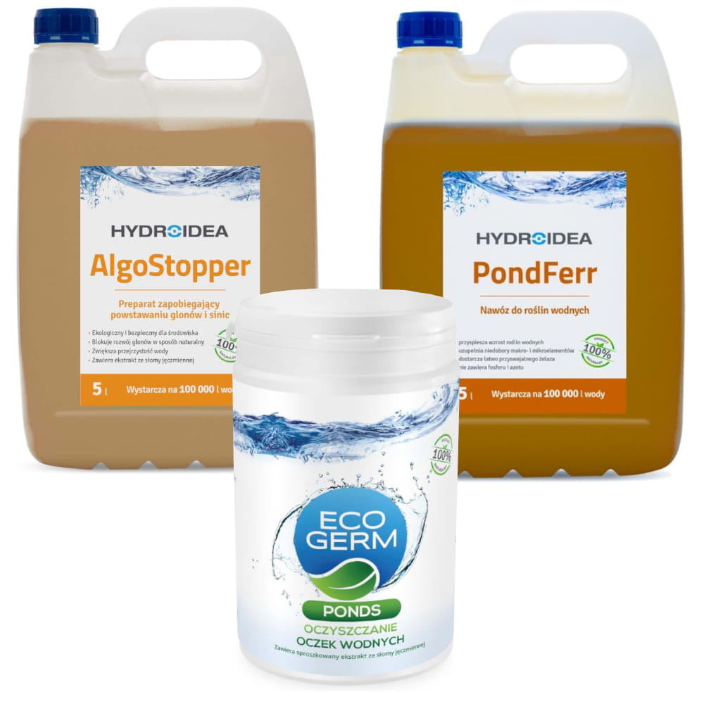 Hydroidea Zestaw oczko EcoGerm Ponds 1kg + AlgoStopper 5L + PondFerr 5L