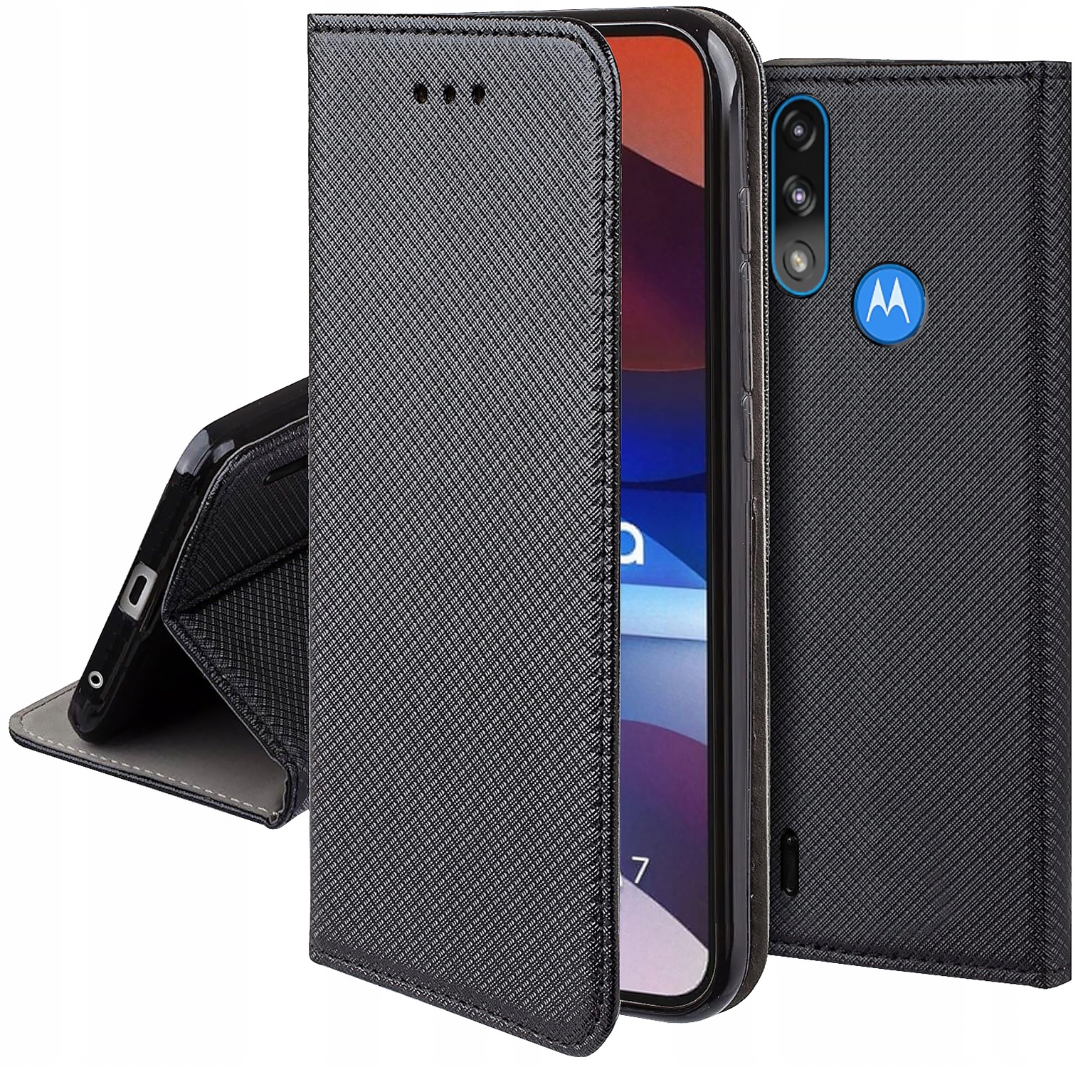 ETUI MAGNET CASE ZAMYKANE NA BOK + 2 x SZKŁO do Motorola MOTO E7/E7i POWER