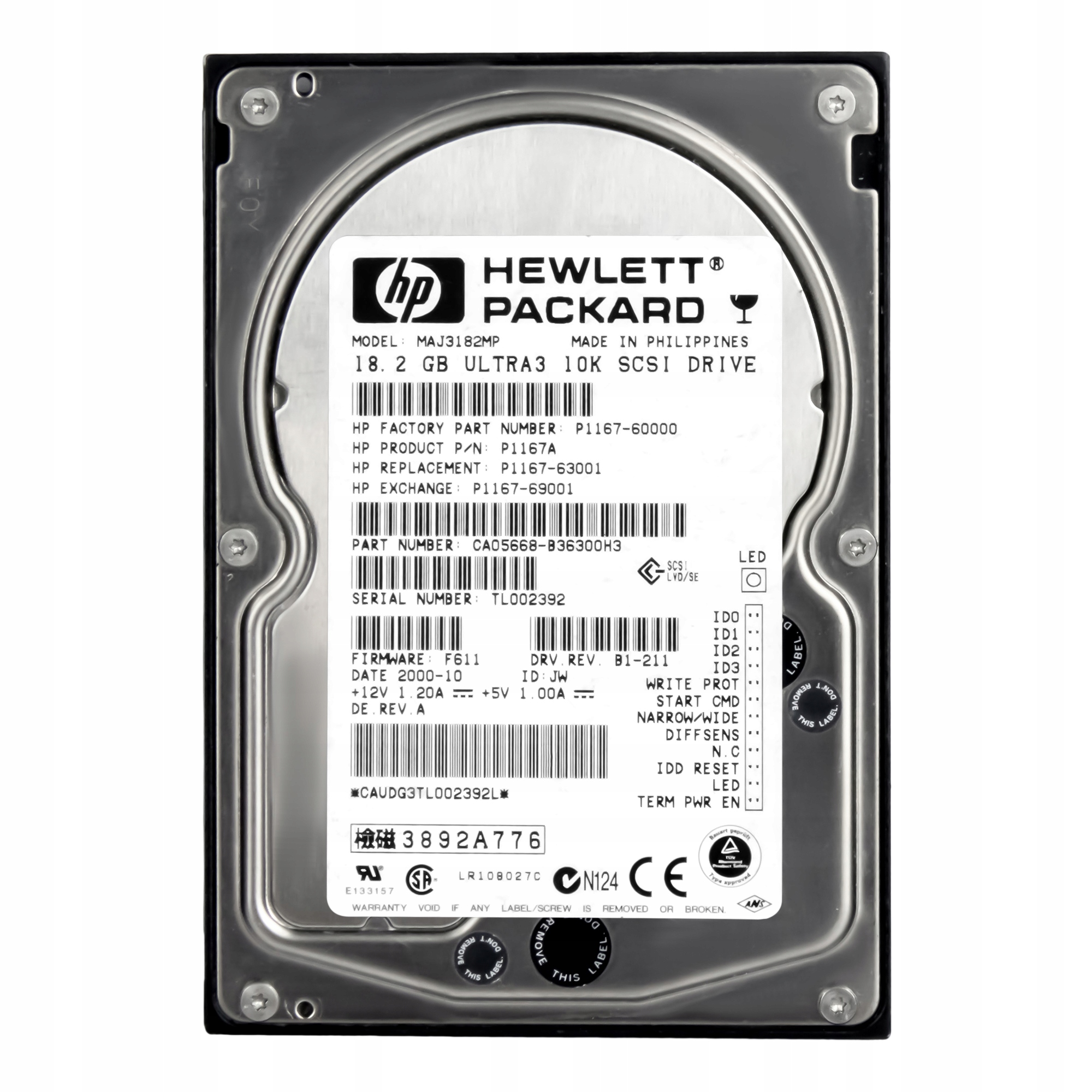 Hp P1167A P1167-60000 18.2GB 10K Scsi MAJ3182MP 18.2GB Scsi pevný disk, 10 000 ot./min