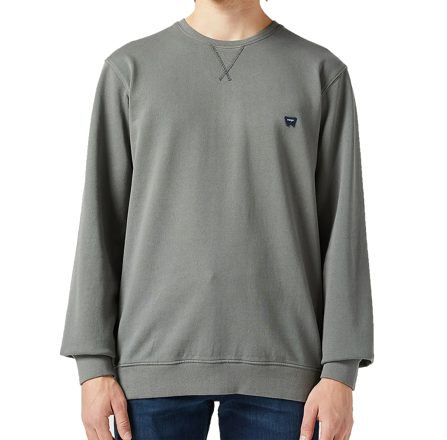 Wrangler velká mikina šedá bavlna hladká crew neck kulatý límec M