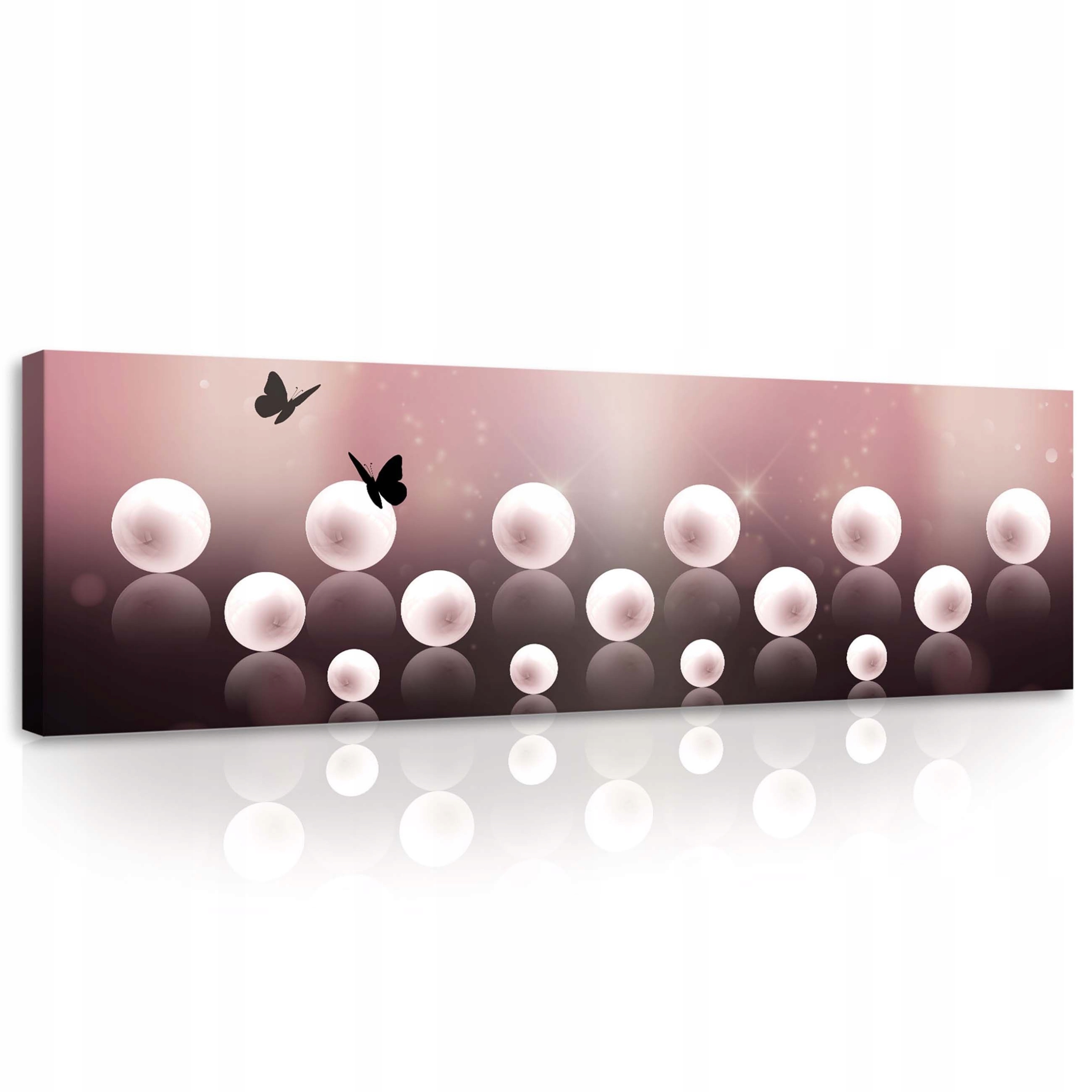 Obraz 145x45 Motýli v lesku koule – Jemná abstrakce do obývacího pokoje