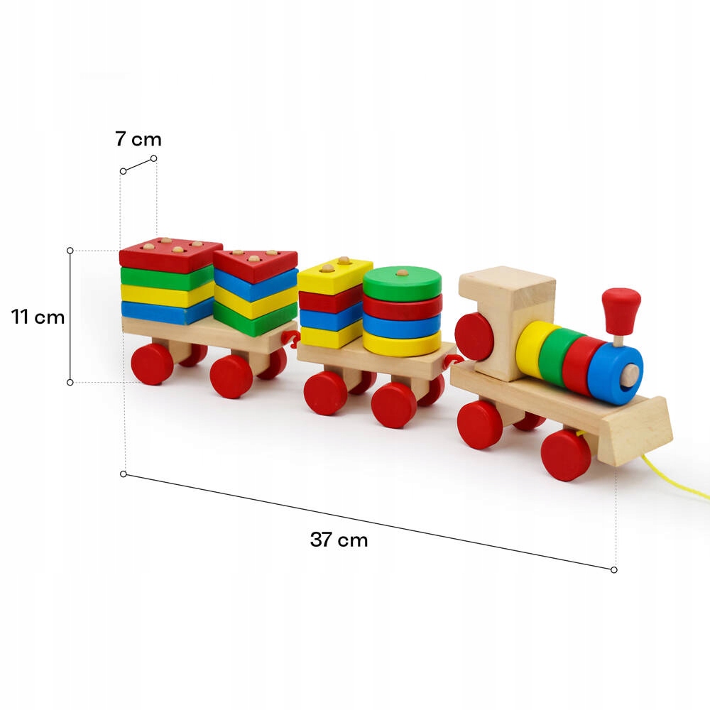 Pociąg z wagonami drewno układanka edukacyjna sorter Montessori Kinderlly Seria Toys