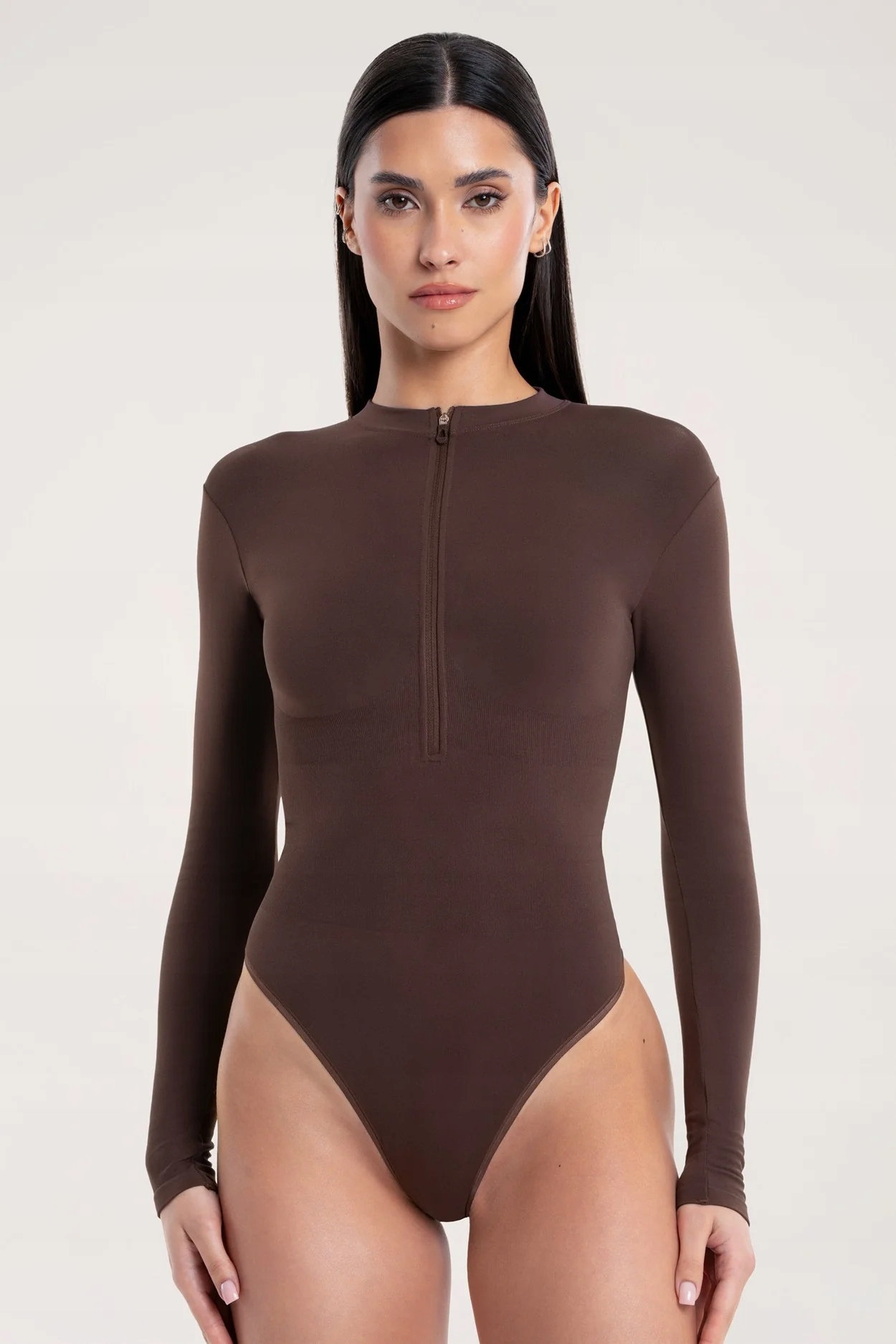 Gym Glamour Body s dlouhým rukávem touch chocolate vel. Xs