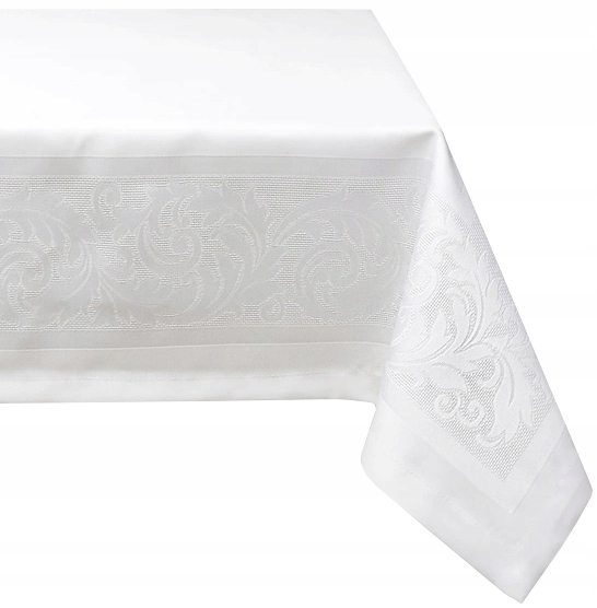 Bílý elegantní ubrus 140x400 s vyšívanými ornamenty, klasický