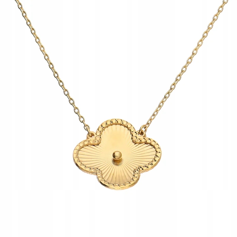 Dámský zlatý náhrdelník 585 s gravírovaným jetelem 2.67 g na řetízku R45