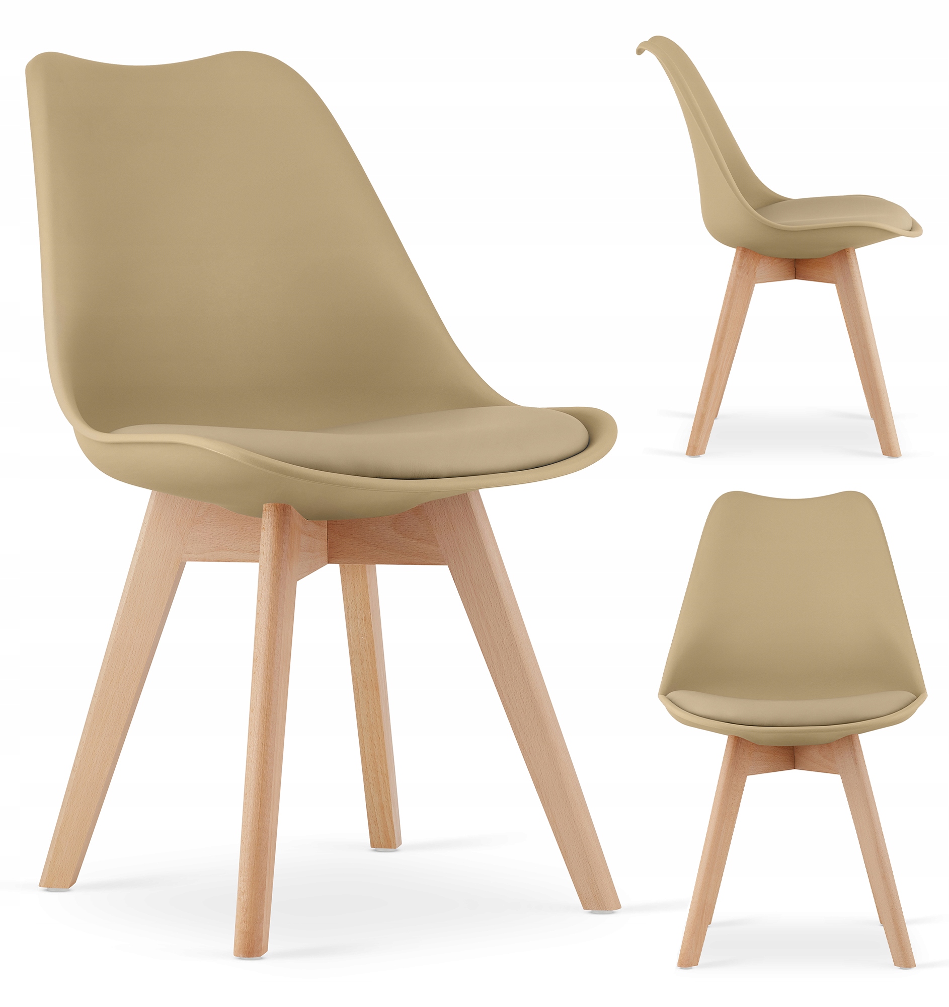 Krzesło Skandynawskie Nowoczesne do Salonu Jadalni Beżowe Atte MufArt