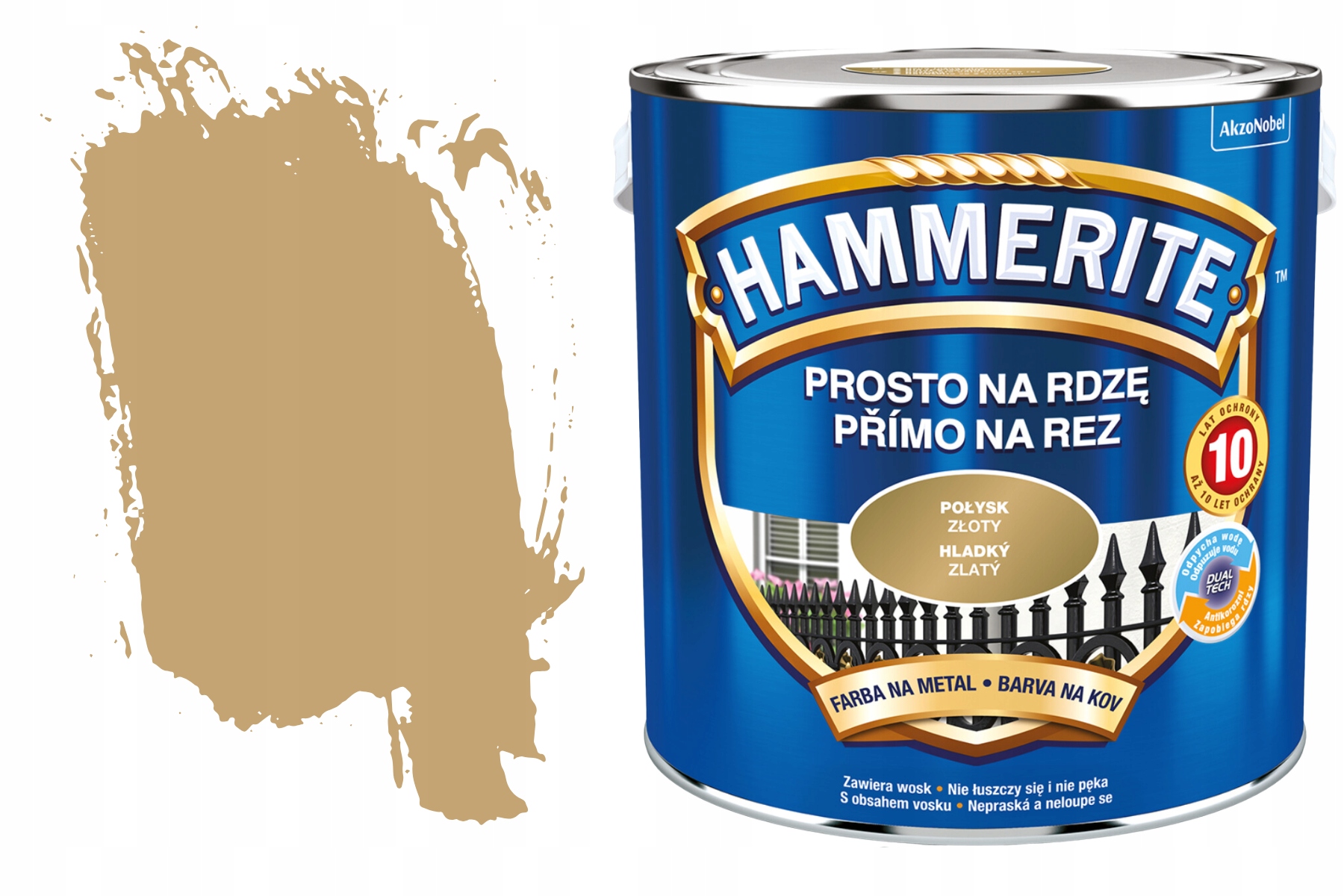 Hammerite do Metalu Antykorozyjna Na Rdzę Złoty Połysk 2,5L