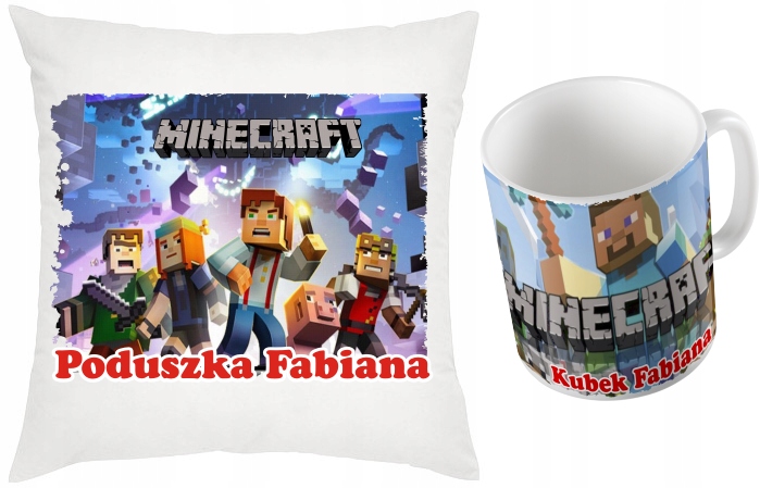 КОМПЛЕКТ ПОДУШКА + КРУЖКА MINECRAFT ИМЯ
