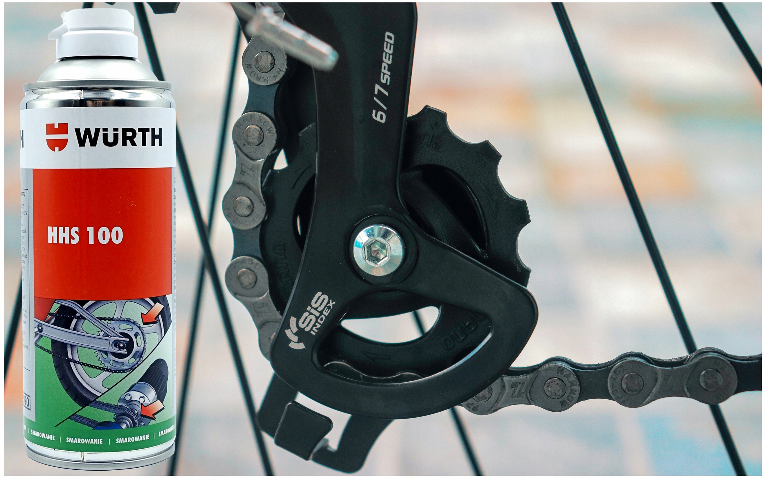 WURTH Smar do Łańcucha Rowerowego Motocyklowego DRYLUBE z PTFE Pojemność opakowania 400 ml