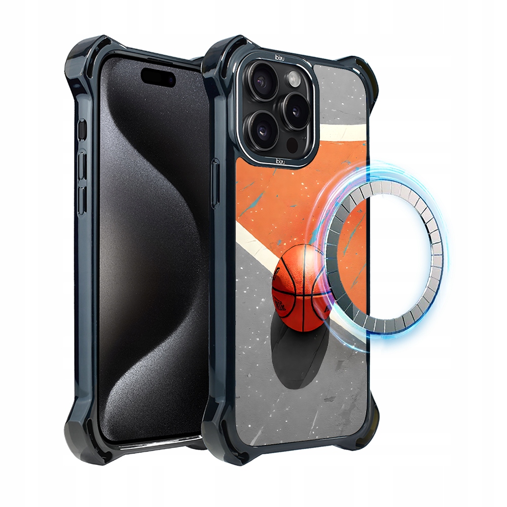 Pouzdro pro iPhone 15 Pro Max Ibizu DropGuard Ultra s MagSafe, Basketbal