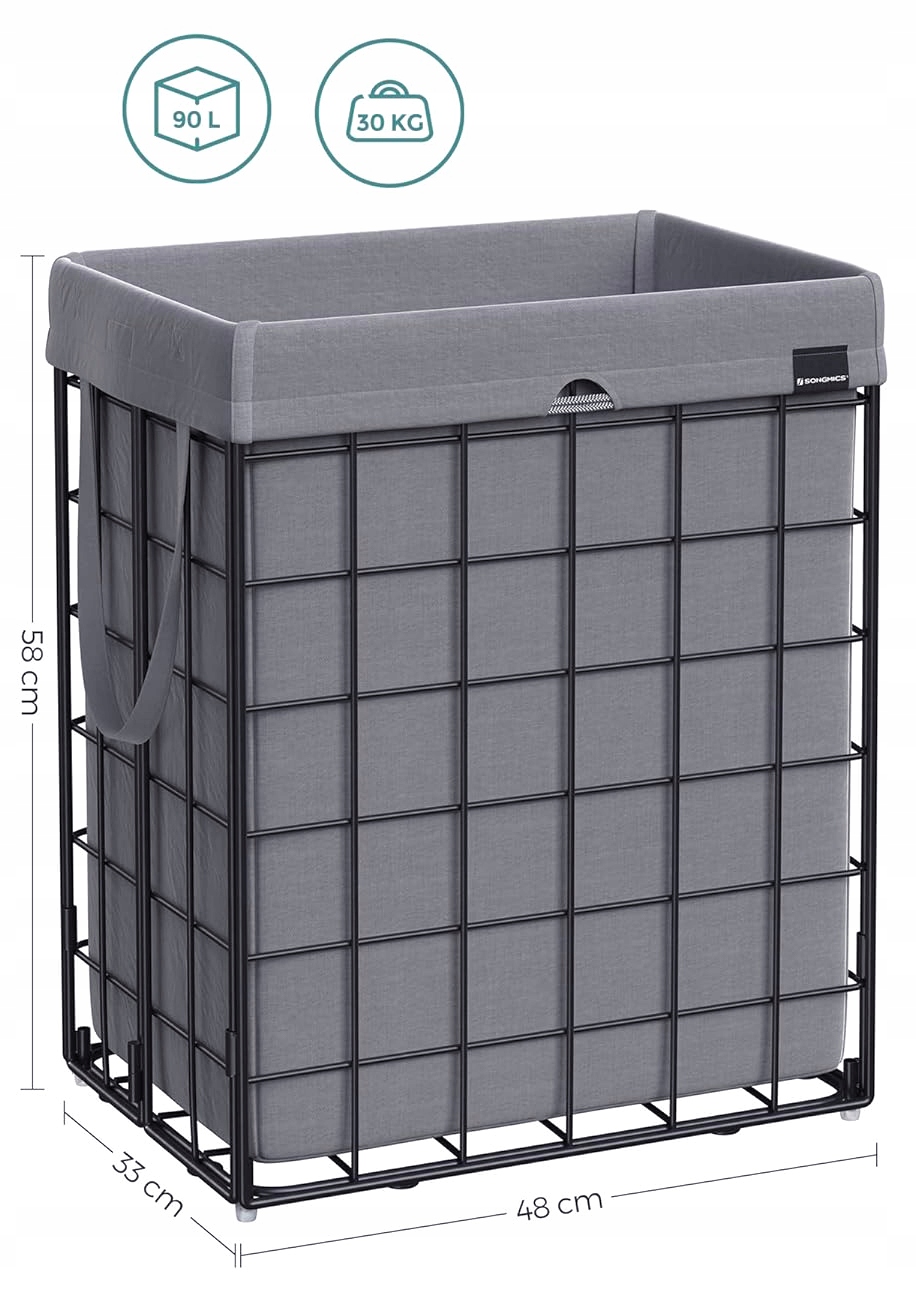 Kosz wolnostojący na pranie Songmics 90l czarny J20 EAN (GTIN) 5907582550563