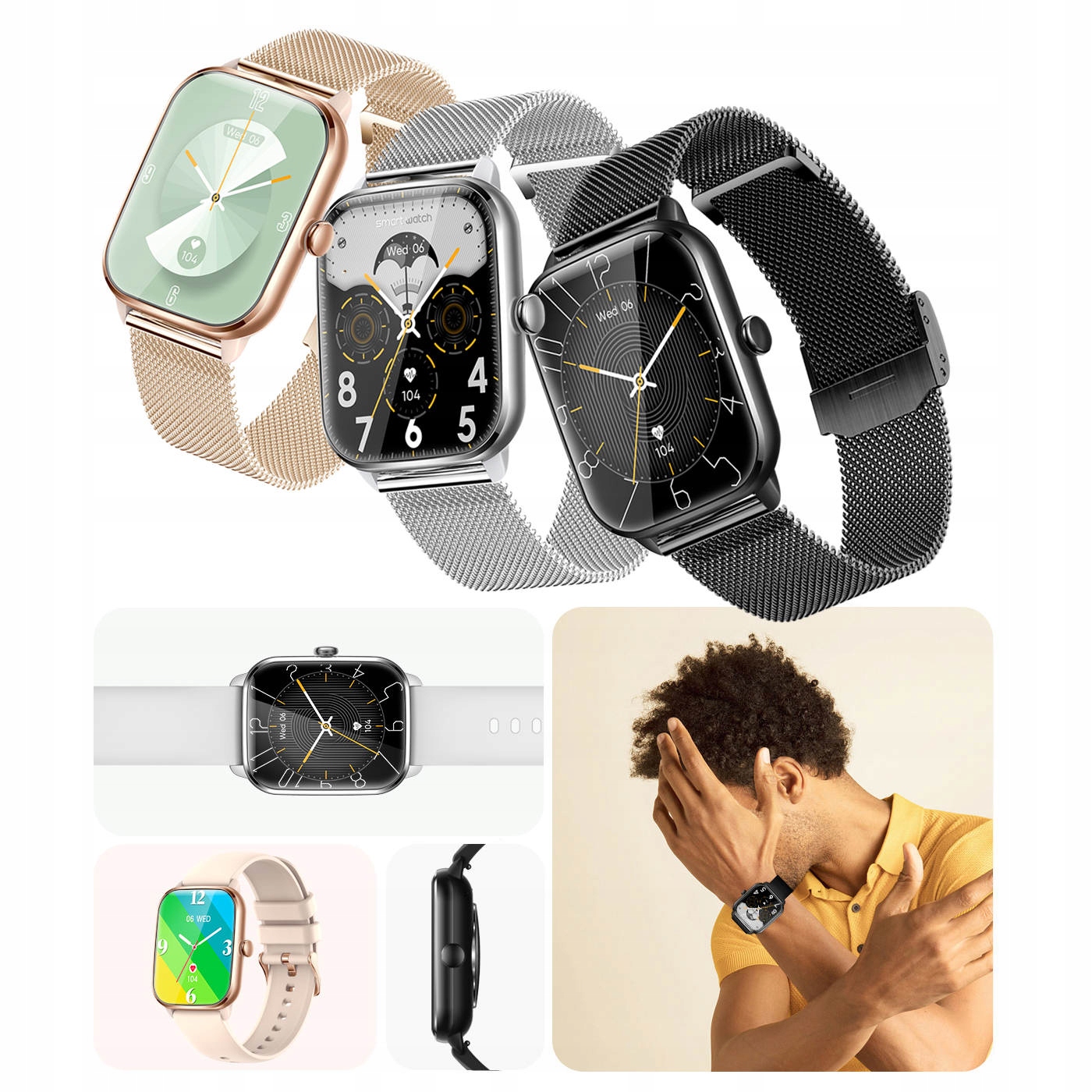 SMARTWATCH ZEGAREK DAMSKI MENU POLSKIE SPORT PULS ROZMOWY SMART WATCH PL Komunikacja Bluetooth