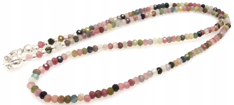 Turmalínový náhrdelník s fazetovanými pneumatikami 3x2 mm stříbro 925