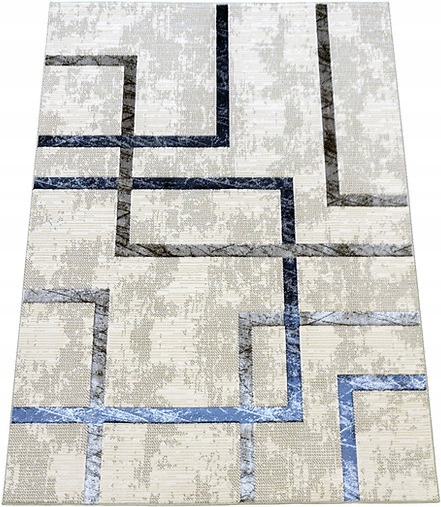 Dywan 200x290 Szary Z Granatem Do Salonu Sypialni Nowoczesny Loft Modny