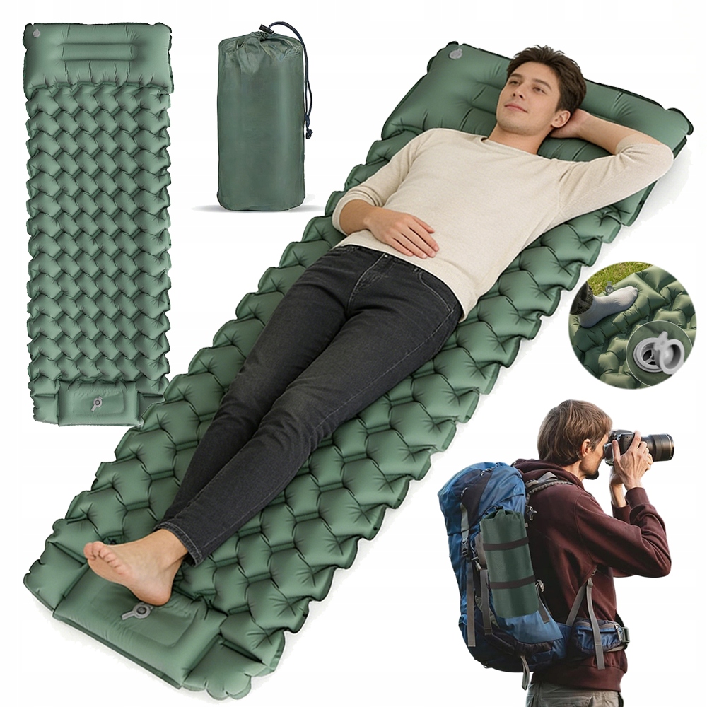 Materac Dmuchany Na Turystyczny Pompowany Mata Do Spania Z Wbudowaną Pompą