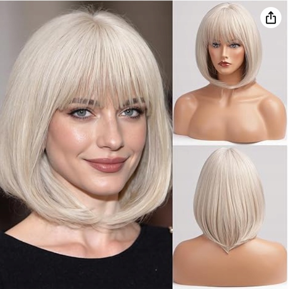 Paruka Haircube s hřívou Jednoduchá Bob Krémový Blond 30 cm SS133-1