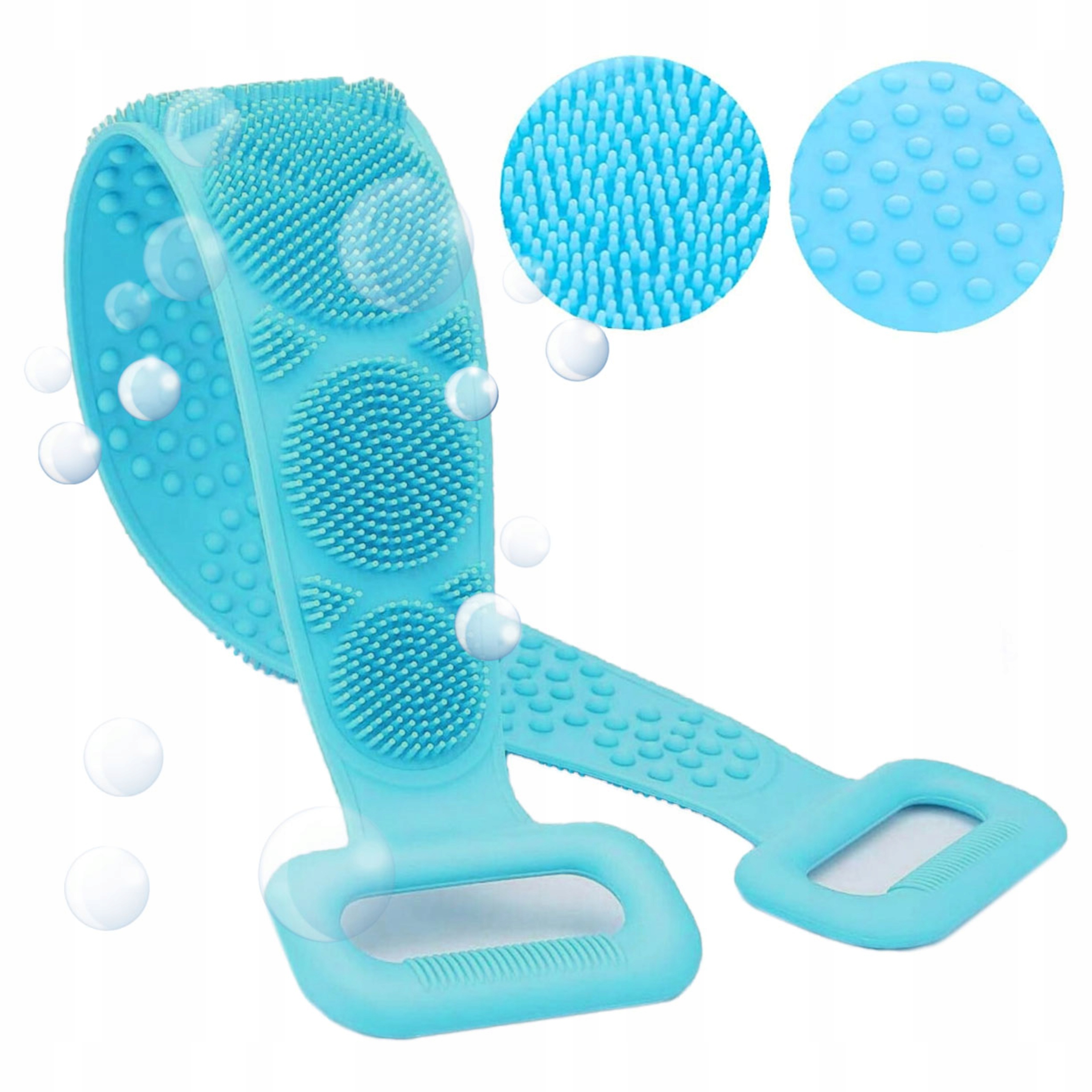 PAS DO MYCIA PLECÓW CIAŁA MASAŻER SILIKONOWY SZCZOTKA DWUSTRONNA niebieski