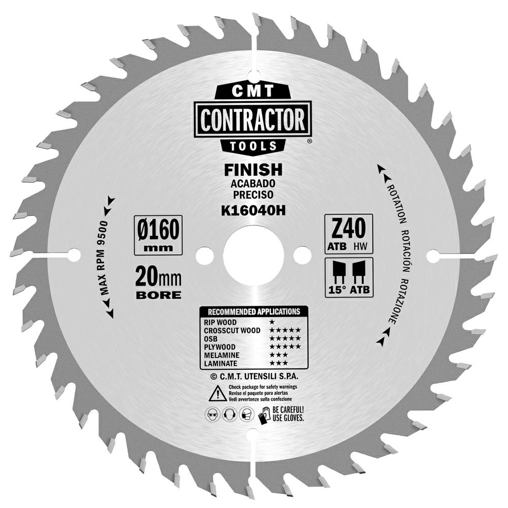 Cmt Pila pro univerzální řezání dřeva K Contractor D160 d20 K2,2 c1,4