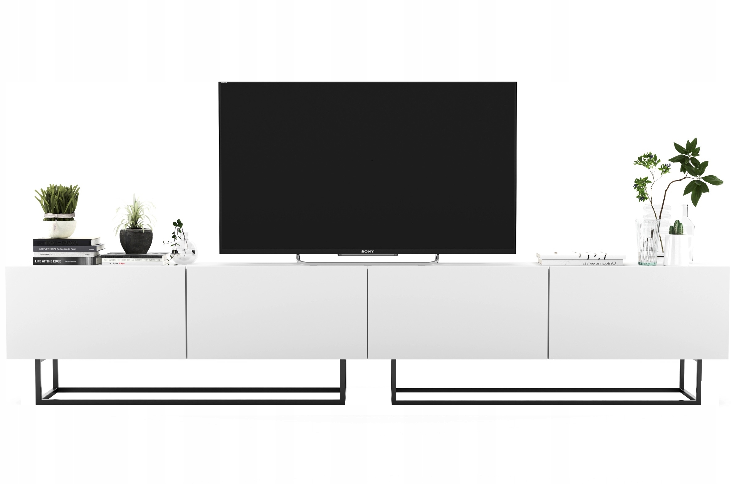 Szafka RTV komoda Loft Industrialna biała 240 cm