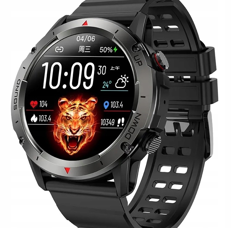 ZEGAREK SMARTWTCH MĘSKI ROZMOWY MENU PL KROKI DUŻA BATERIA FOLIA OCHRONNA Stan opakowania oryginalne