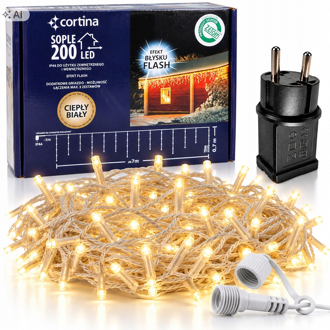 Vánoční Osvětlení Na Stromeček Rampouchy 200 Led Stromeček Vnitřní/venkovní Efekt Záblesku Bílé