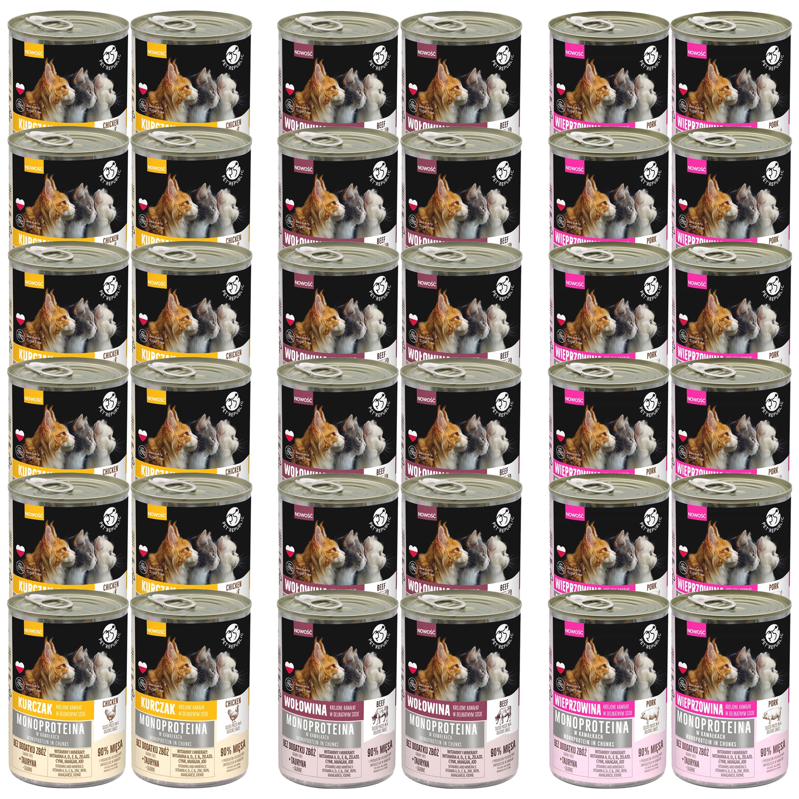 Pet Republic Mono Protein Mix Chutí krmivo pro kočky, mokré 36 x 400 g