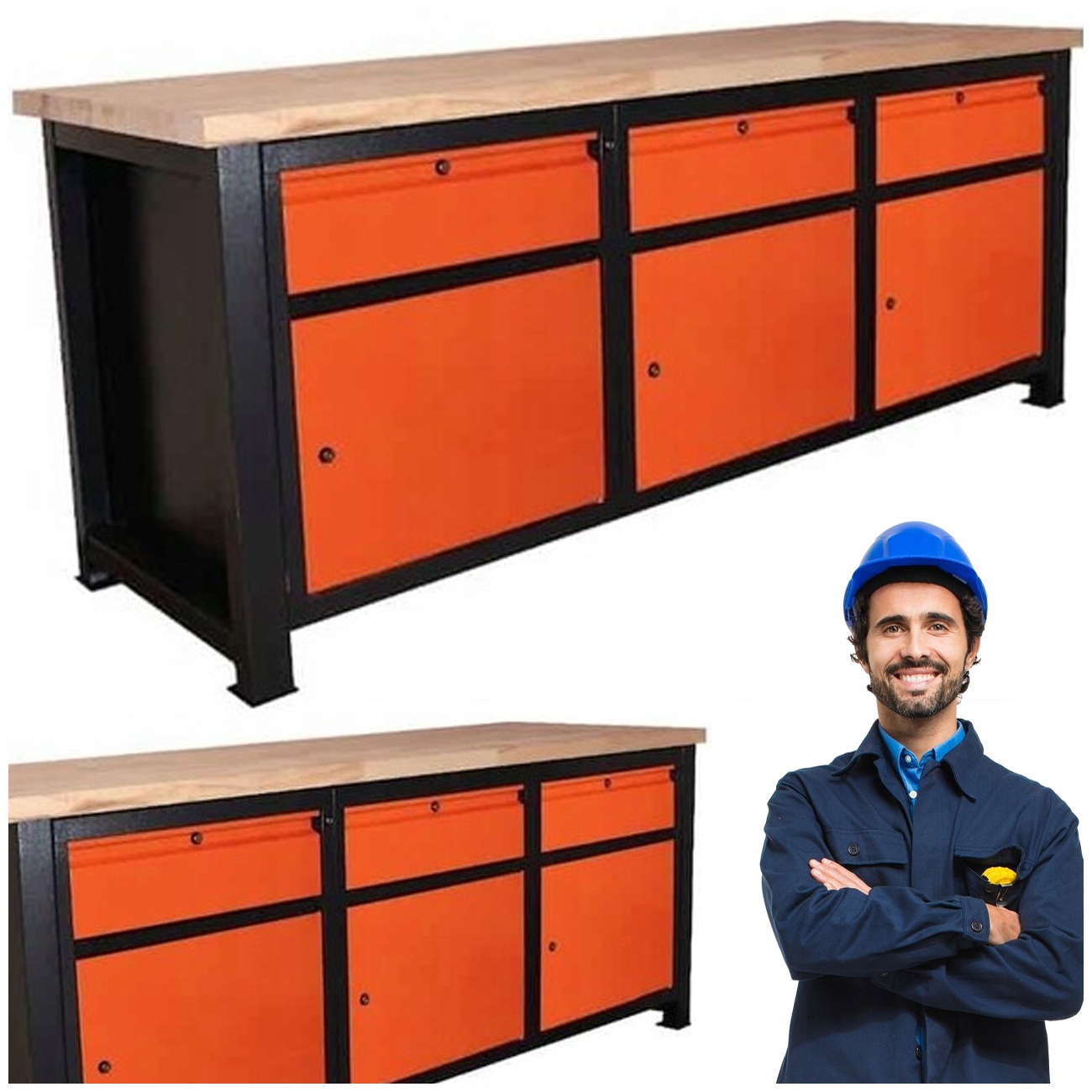 STÓŁ WARSZTATOWY METALOWY ROBOCZY MOCNY PRZEMYSŁOWY DO WARSZTATU 210X68X83