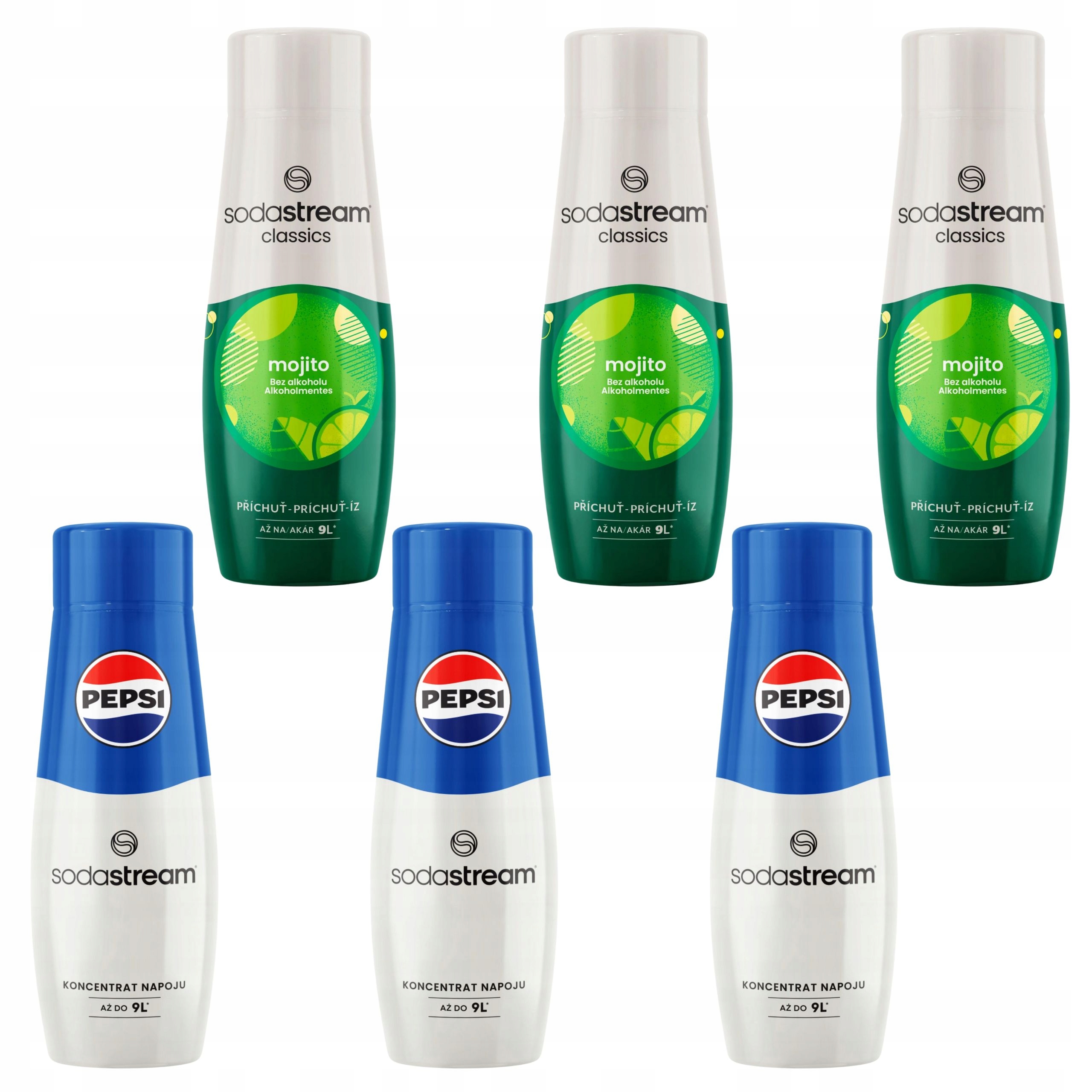 Levně 6 x Sirup Sodastream 3x Pepsi Cola 3x Mojito Mohito Koncentrát na vodu