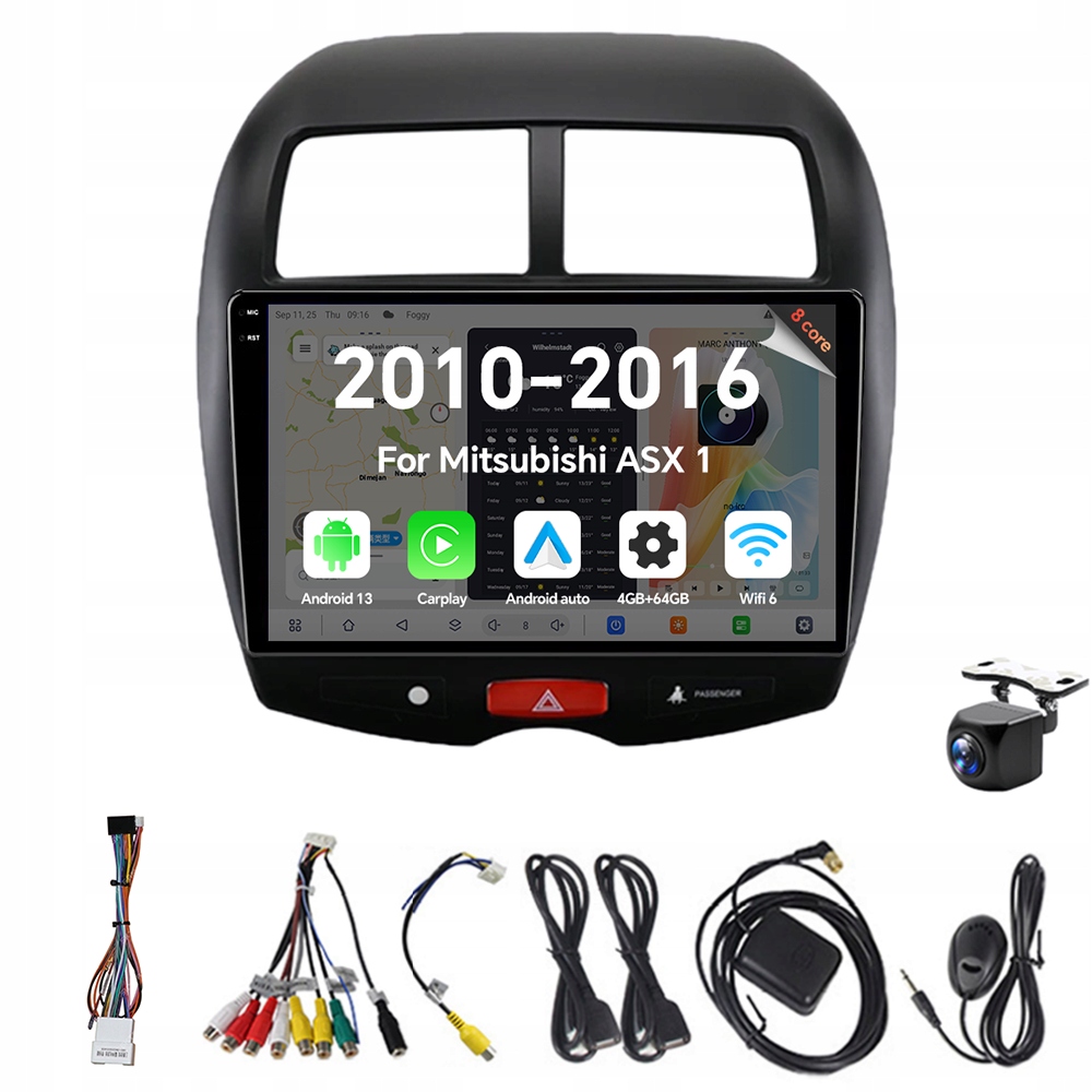 2Din Android 13 autorádio pro Mitsubishi Asx 1 2010 2011-2016 Carplay 4G 64G