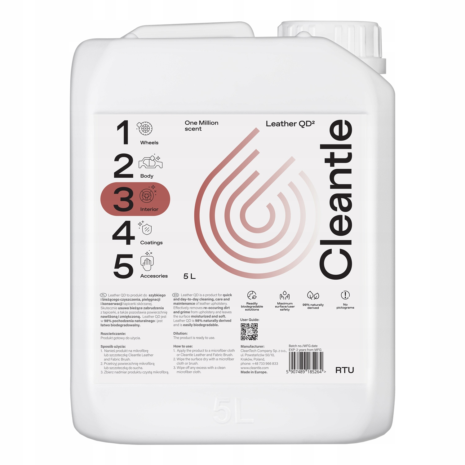 Cleantle Leather Qd 5L čistenie a starostlivosť o kožené čalúnenie