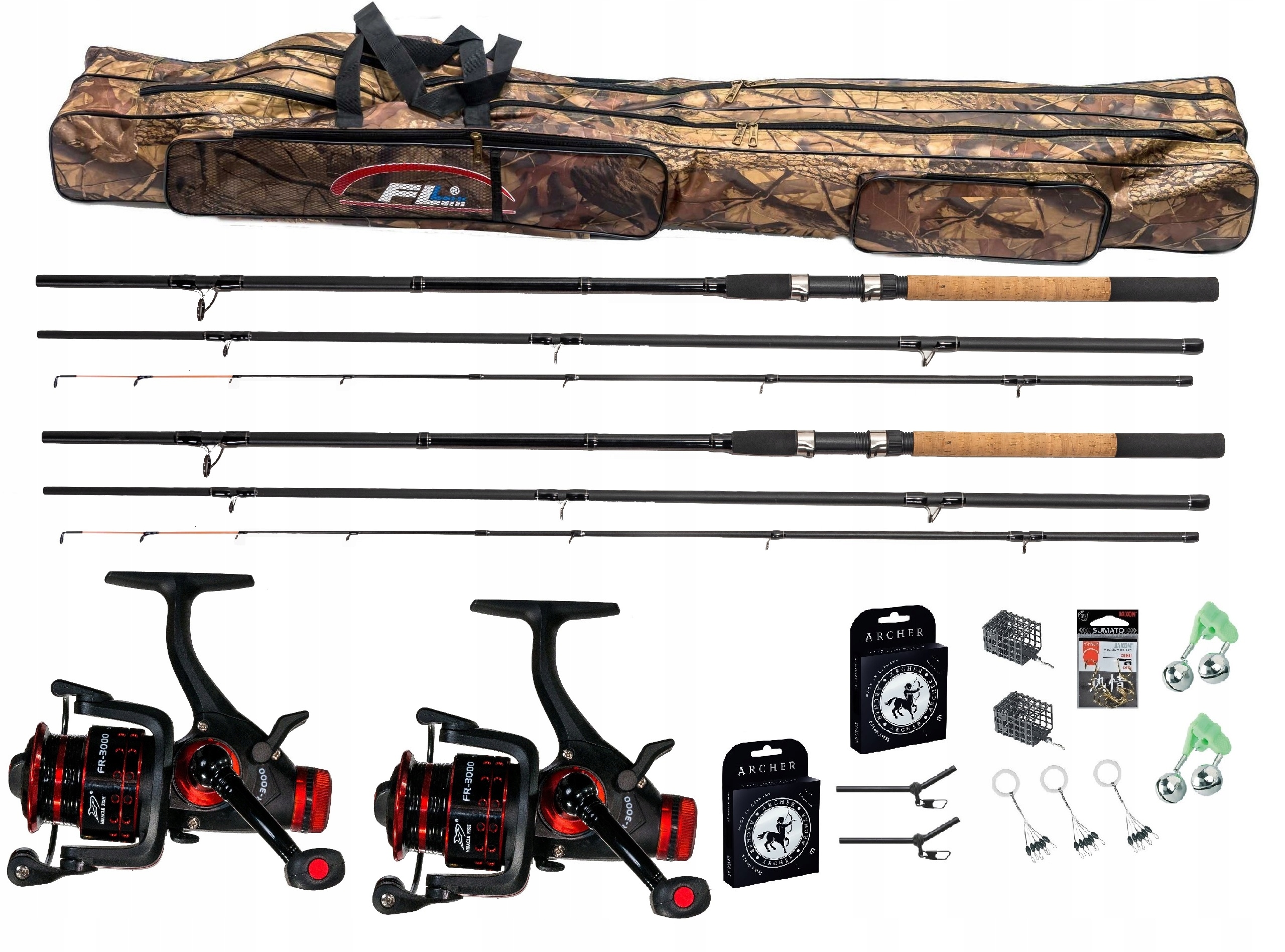 Zestaw Wędkarski 2x Wędka Feeder Kołowrotek Torba