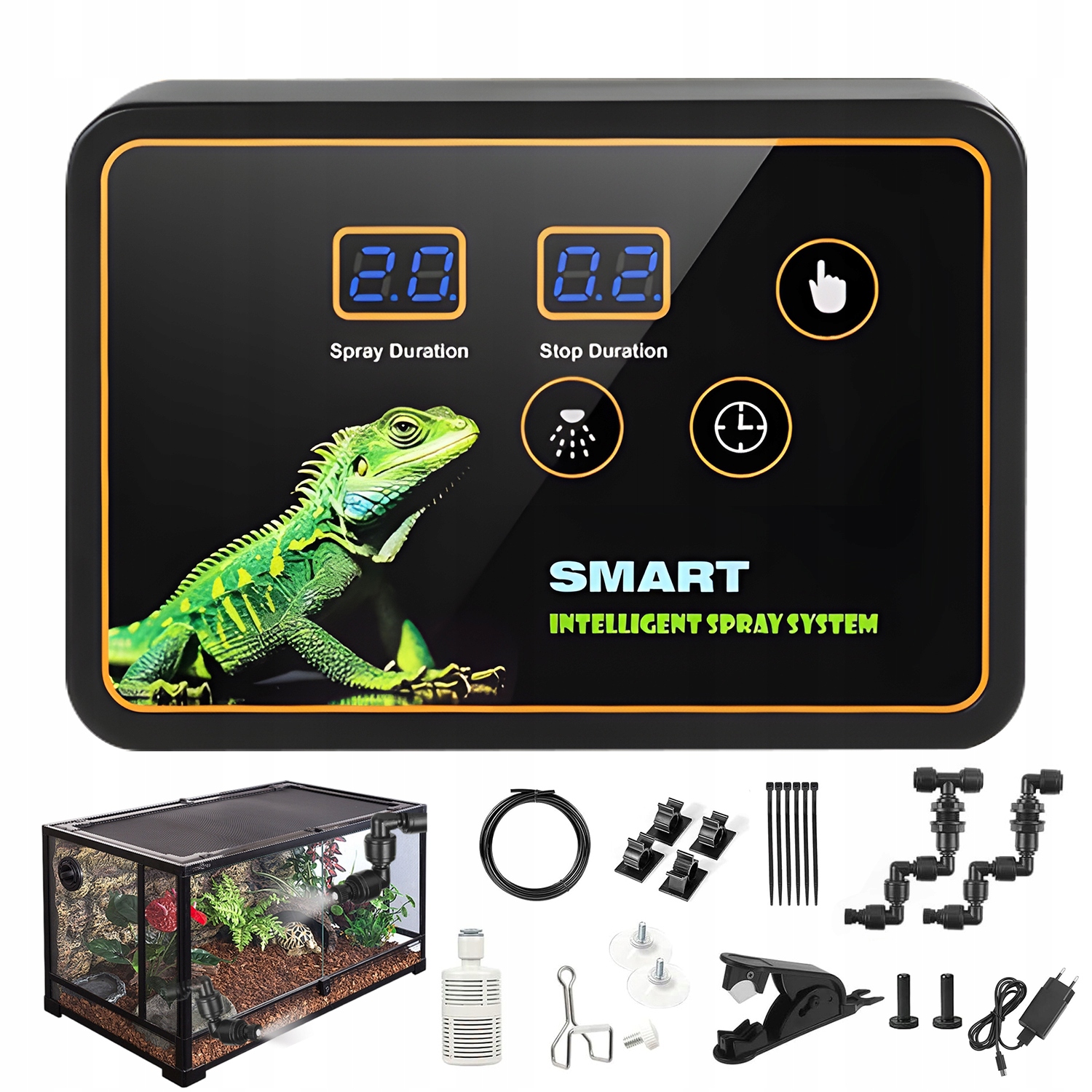 Terrarium Zraszacz Nawilżacz 360 Stopni 2 Dysze Timer Automatyczny 5M
